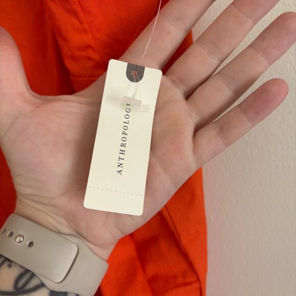 Anthropologie Sleeveless Fringe Tank Square Neck Mini Dress Orange NWT Sz S - Picture 9 of 9